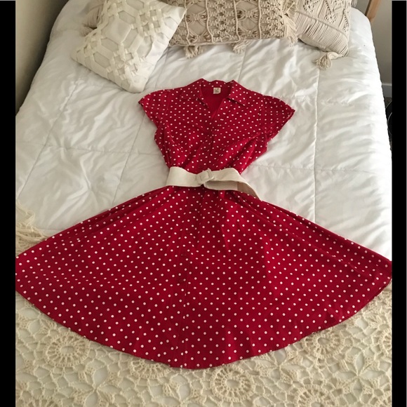 vintage red polka dot dress